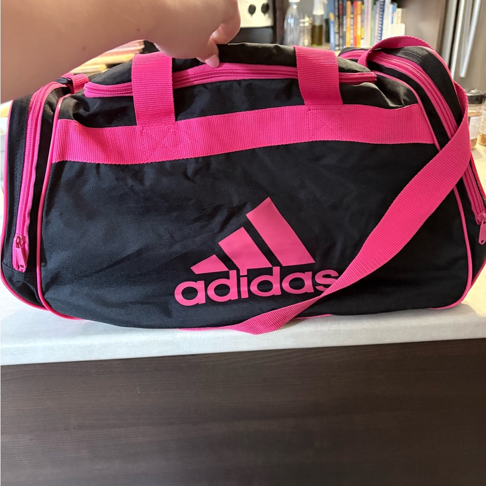 adidas Black and Hot Pink Travel Duffel Bag